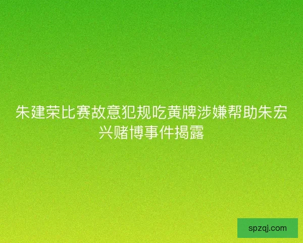 朱建荣比赛故意犯规吃黄牌涉嫌帮助朱宏兴赌博事件揭露